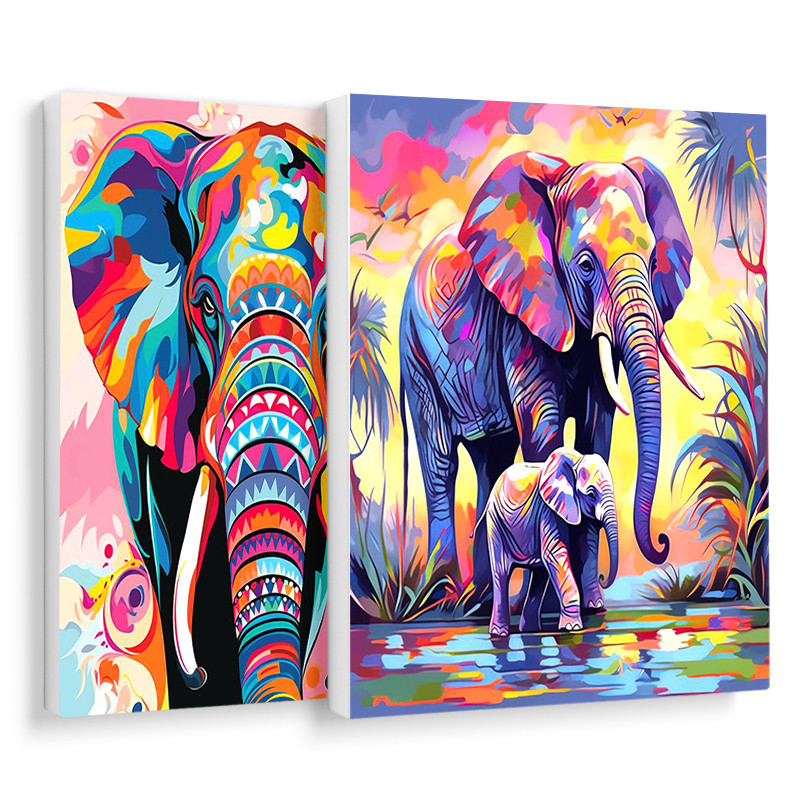 

Painting Kit By Number Animals Elephant Picture Paint Personalized Gift Oil Art Crafts Frame Classic Wall Art Painting