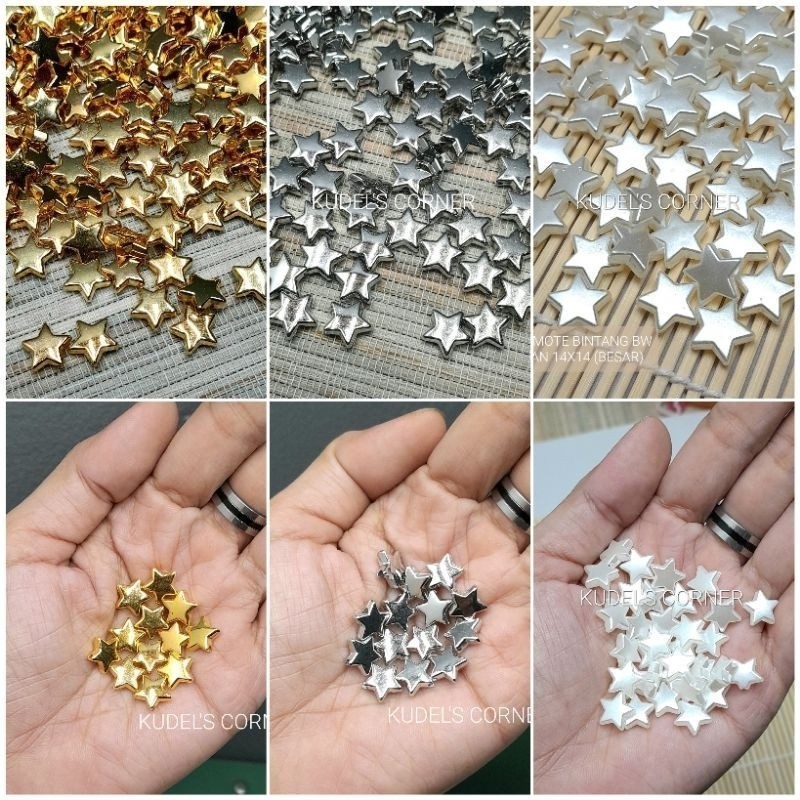 Manik shop Terlaris manik mote bintang bw/off white/silver/gold berkualitas premium