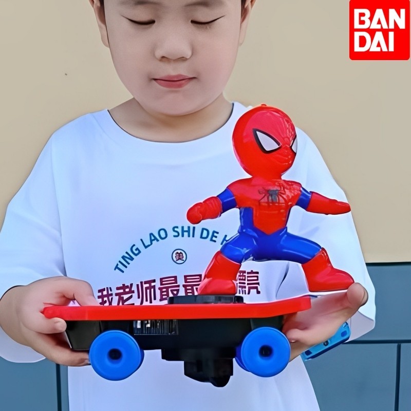 

New The Avengers Spiderman Automatic Flip Rotation Skateboard Acousto-optic Car Electric Music Stunt Scooters Toy Gift