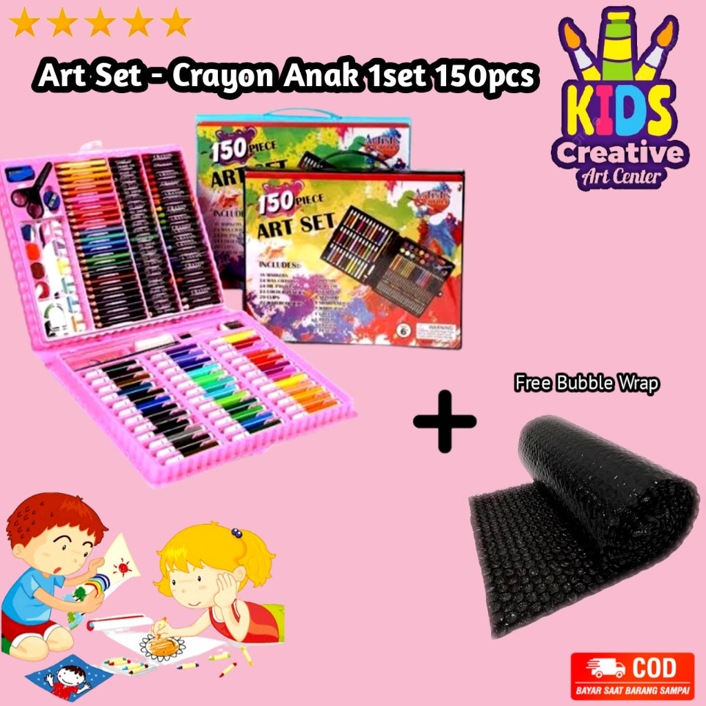 

Crayon Anak Set 150 pcs Set Spidol Alat Menggambar Mewarnai Pensil Krayon Set Art Colouring Free Bubble Wrap / C N