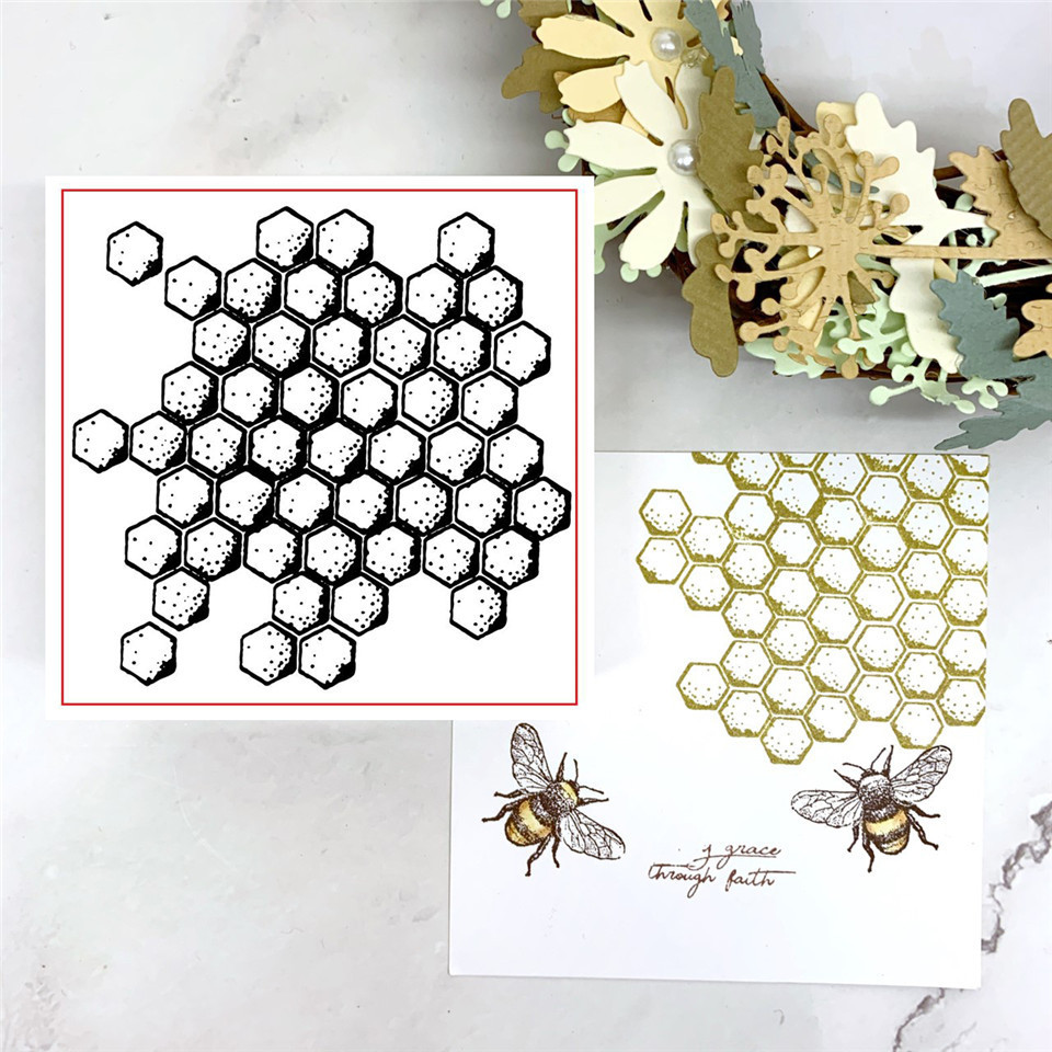 

Bee Honeycomb Background Transparent Clear Silicone Stamps For Scrapbooking/Sentiment Stamp Photo Album Decorative Card Making