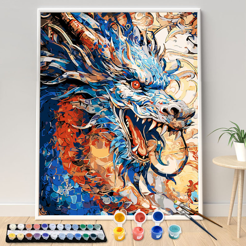 

Animal Painting by Numbers Kit, Hand Painted, Mysterious Chinese Dragon, Seascape DIY Acrylic Artwork, Canvas Art Gift, Home