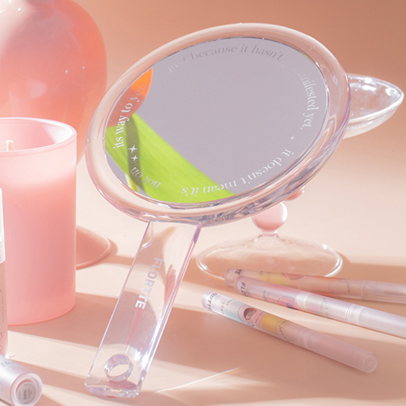 Flortte Hand-Hold Mirror round Double-Sided Handheld Mirror Large and Small Sizes Peripheral Mirror