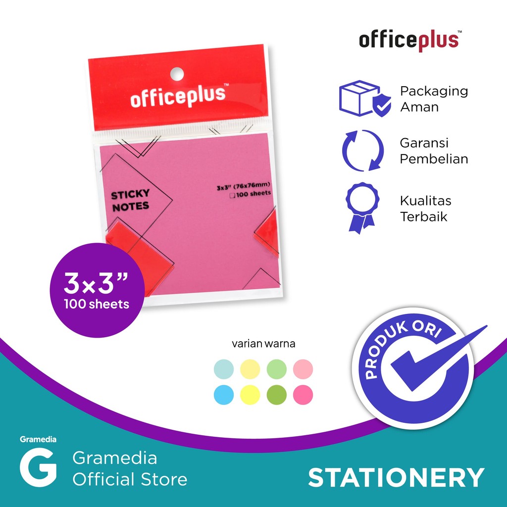

Office-P Sticky Note 3X3` 100SHT Neon Pink