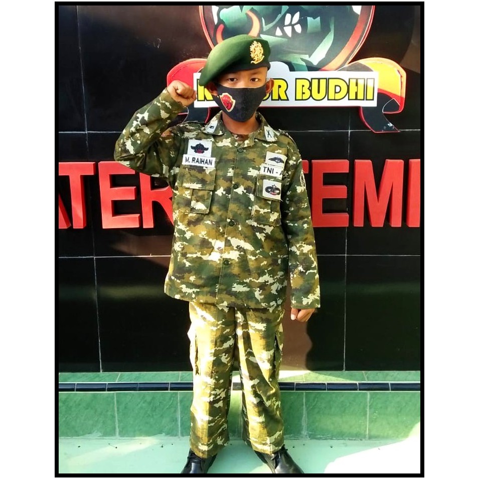 QA24RD Loreng kostrad TNI AD anak Baju Loreng TNI Kostrad anak Kostum TNI Kostrad anak