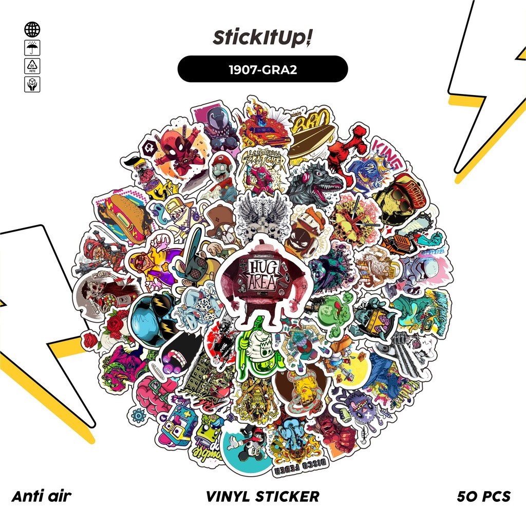 

COD✨ 50 Pcs Stiker GRAFITI RETRO ART CHAR 02 Lucu Anti Air Untuk Dekorasi Notebook Sepeda Skateboard Handphone DIY