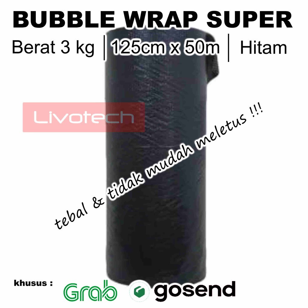 

Bubble Wrapping SUPER Hitam 125cm x 50m 3kg Super Tebal Eceran Murah Black Grosir