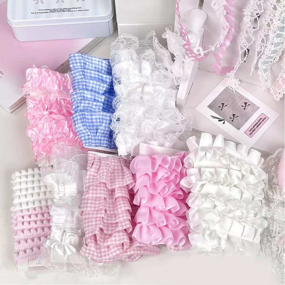 

10PCS Lace Strips Y Home Lace Decor Handmade Material Card Cover Dceor Cute Sweet Plaid Lace Strips Y Sewing Accessories 