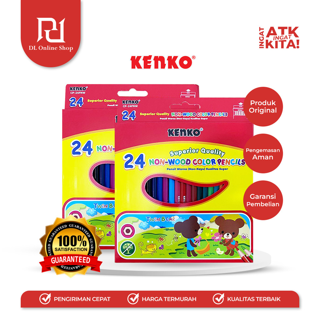 

KENKO 24 PENSIL WARNA/ NON WOOD COLOR PENCIL CP-24FNW (1SET)