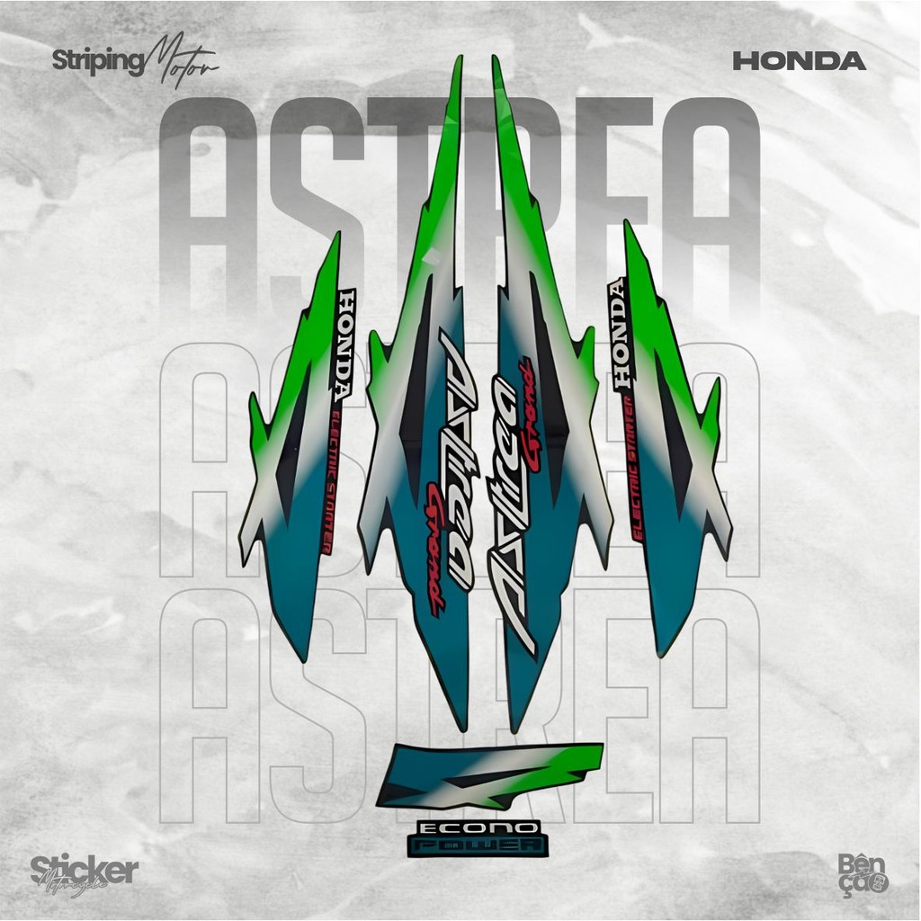 Striping stiker motor | HONDA Astrea Grand 95 1995 hitam lis hijau     standar  berkualitas  | Benca