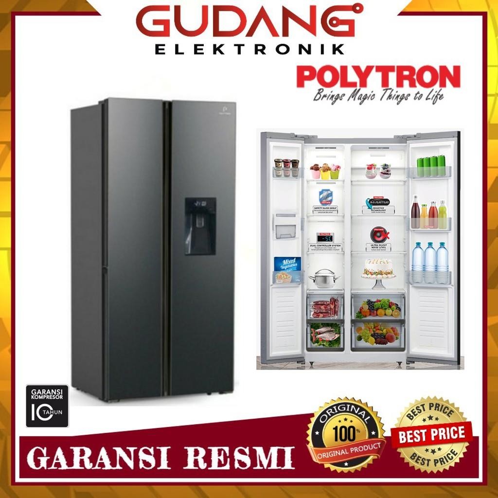 LEMARI ES SIDE BY SIDE POLYTRON PRS480 KULKAS SIDE BY SIDE PRS 480X