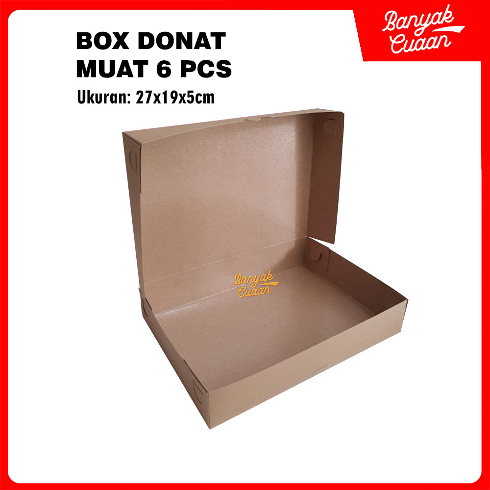 Box Donat Kraft Polos Kotak Donat isi 6 | Dus Roti coklat Kemasan Kue