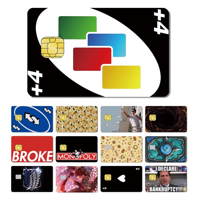 

50+ different Styles Broke Money Skull Stonks Poker Sticker Film Tape Skin for Credit Card Debit Card Big Chip