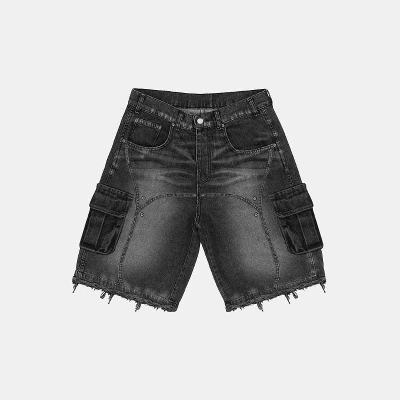 Cargo Pants Men Jeans High Street Vintage Washed Distressed Jeans for Men Clothing Casual Straight L