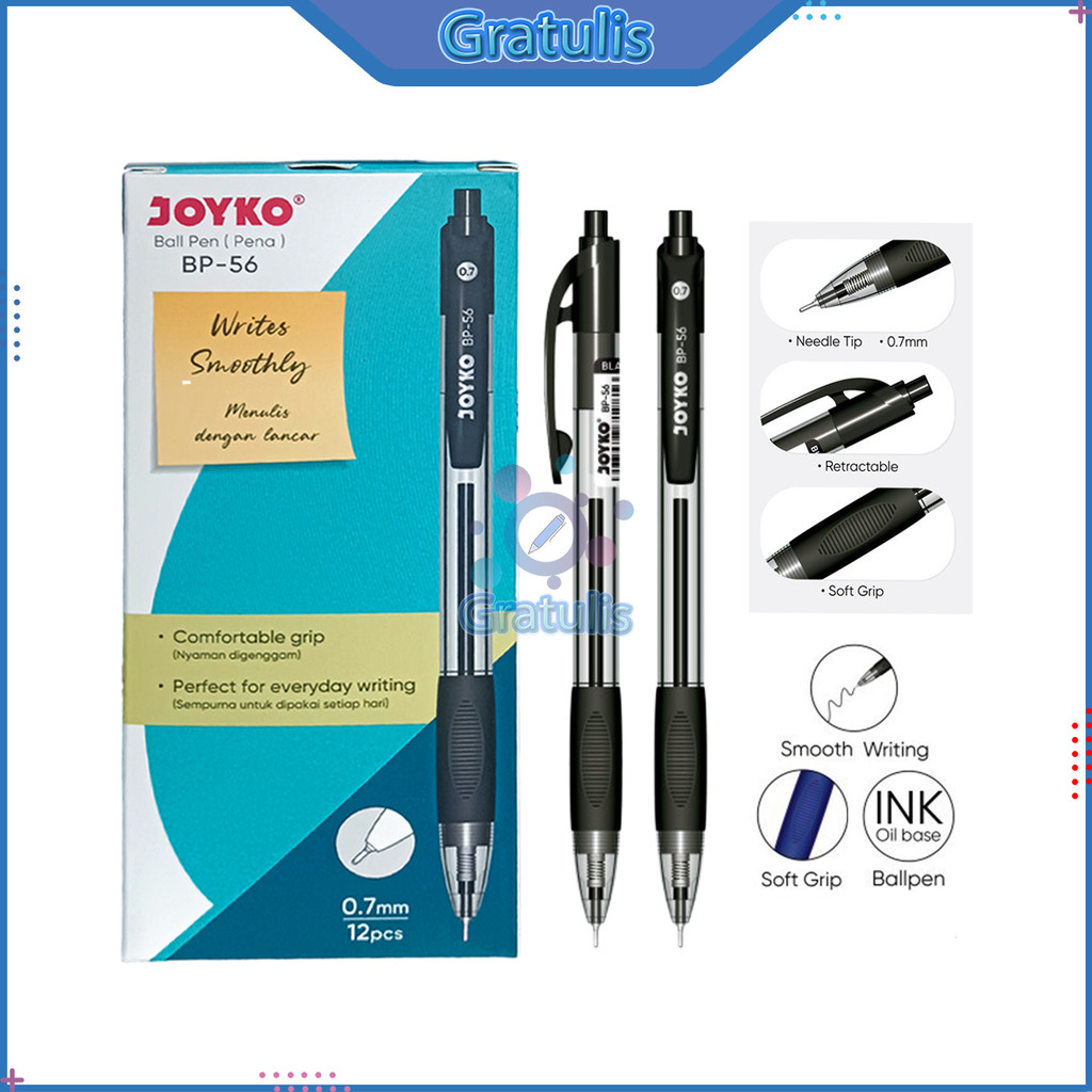 

PULPEN JOYKO [BP-56/12 PCS] / BALLPOINT PENA BALL PEN BOLPEN POLPEN TINTA HITAM 1 PAK / ALAT TULIS SEKOLAH