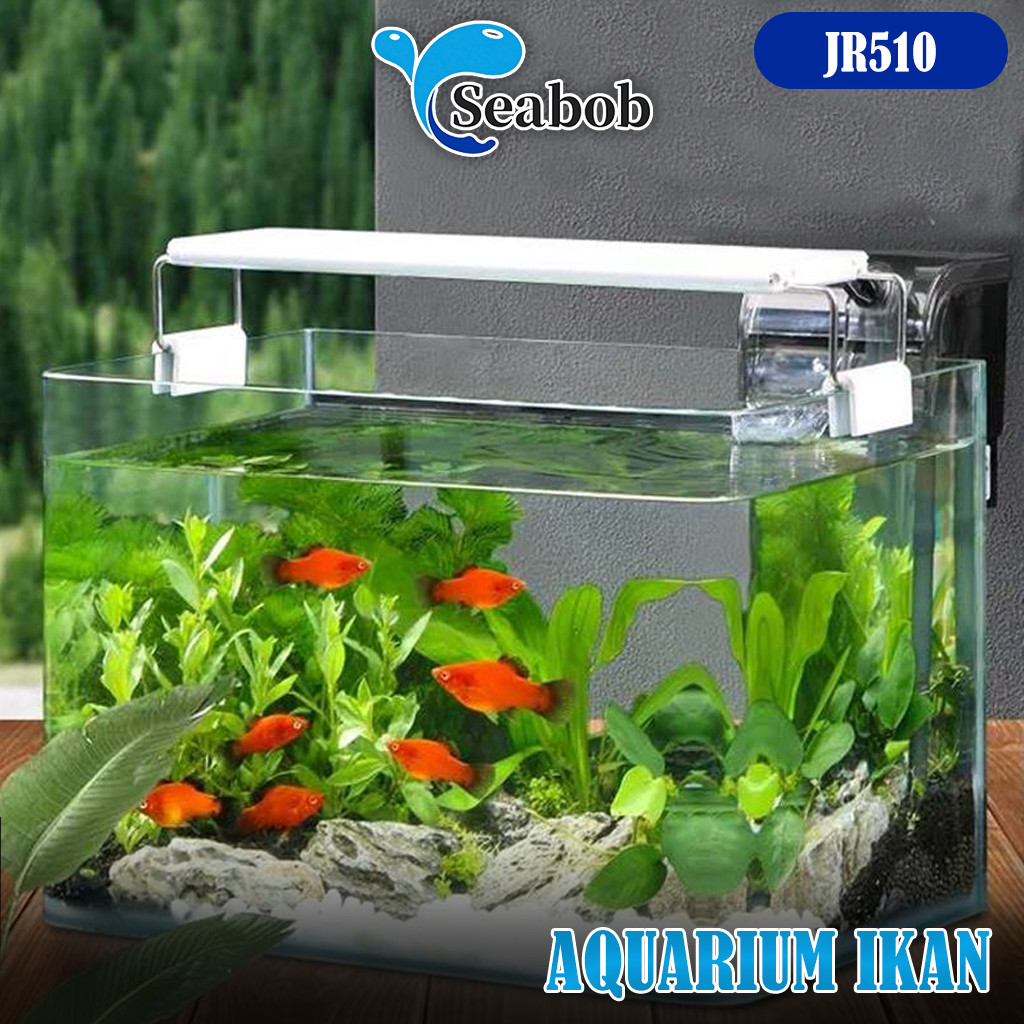 SEABOB Akuarium Ikan JR510 (30/35/40/50/60 cm) Tangki Ikan Mini dengan bahan kaca super bening melen