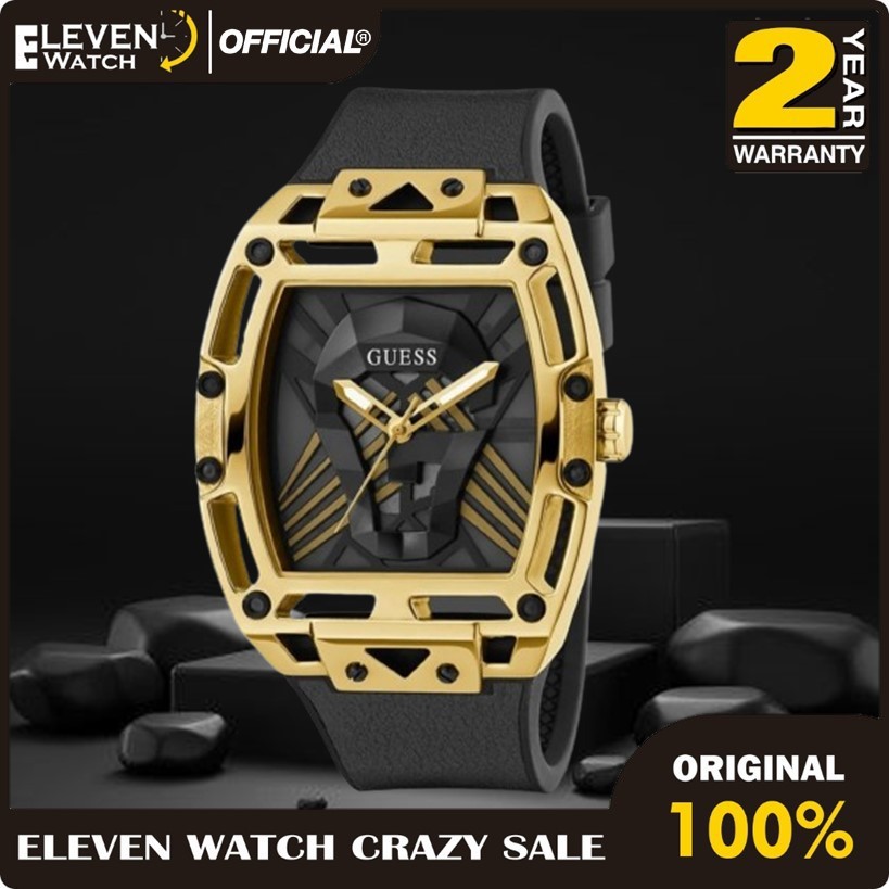 [Promo] Jam Tangan Pria Guess GW0500G1 Legend Dual Tone Dial Black Leather with Silicone Strap  Gara