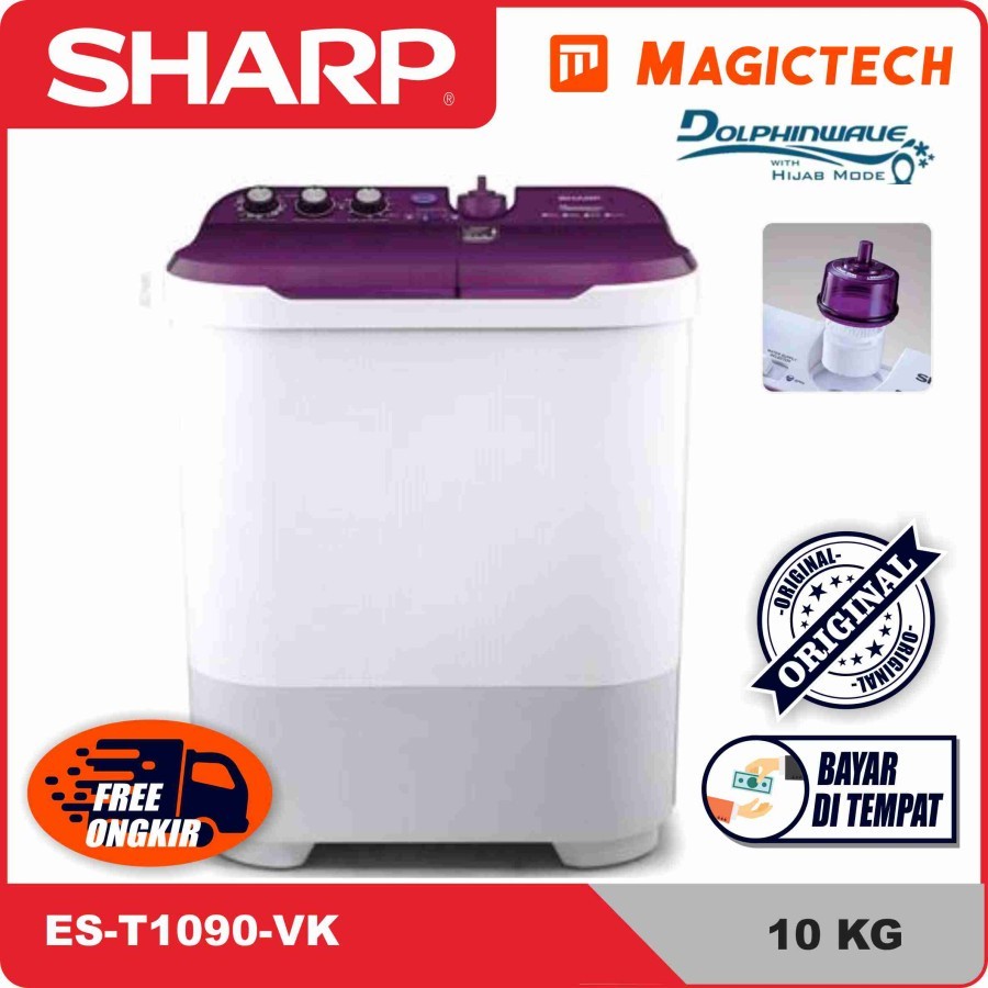 MESIN CUCI SHARP 10 KG ES-T1090-VK 2 TABUNG MANUAL - UNGU