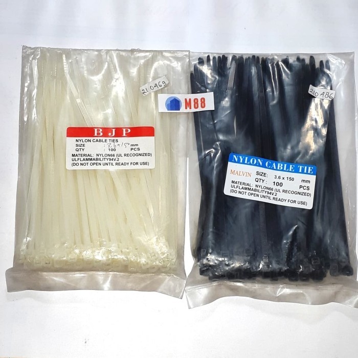 Kabel Ties 30 cm - Tali pengikat -  Putih / Hitam