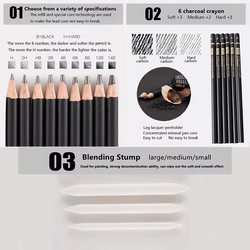 

YUH Set Pensil Warna Profesional Paket Alat Seni Lukis Lengkap dengan Pensil Karbon Pensil