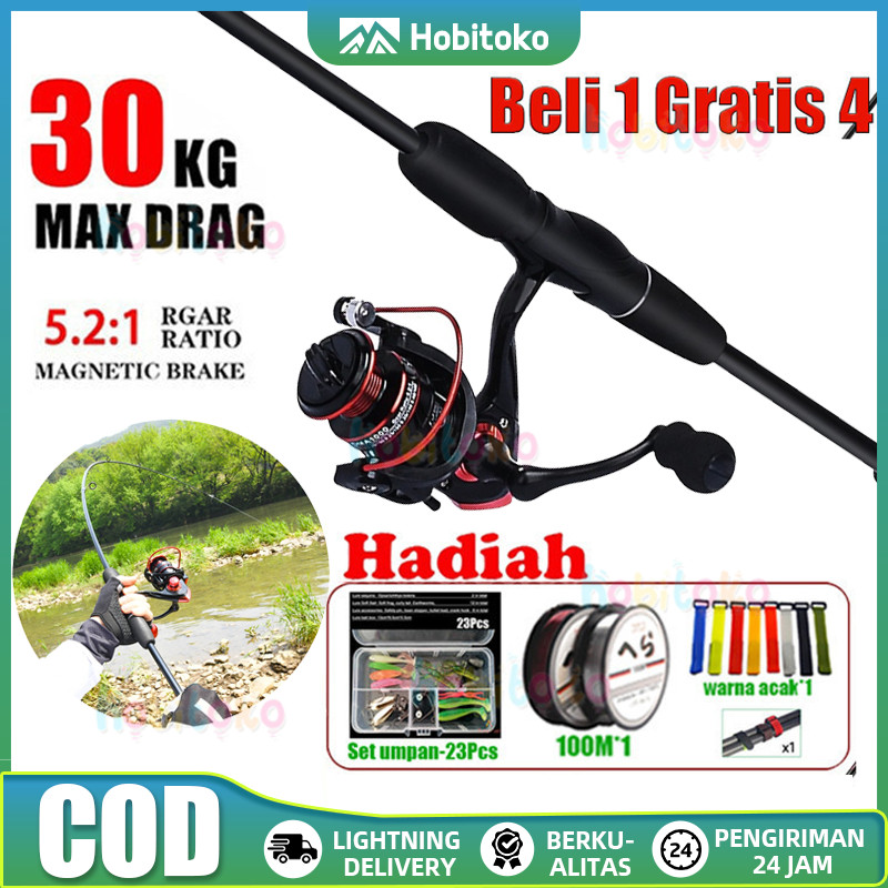 Sougayilang joran 1 set murah Joran pancingan/HK500-7000drag reel murah Set Joran/Max drag 30kg Jora