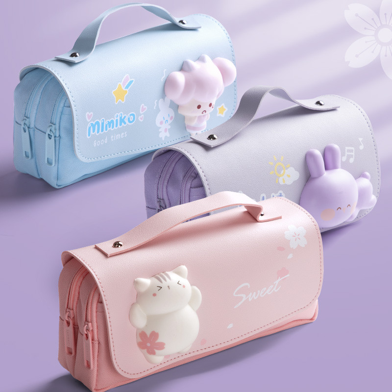 

3D Adorable Pencil Bag for Girl School Supplies Squishy Sweet Cat Organizer Stationery Eraser Holder Gift Pen Case IN Cute Pouch