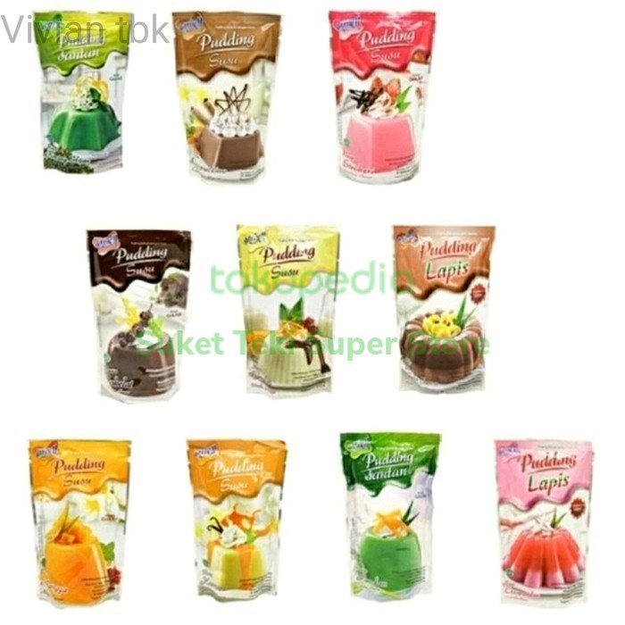 

vv Pudding Susu Nutrijell Rasa Mangga Stroberi Coklat Vanilla - Melon