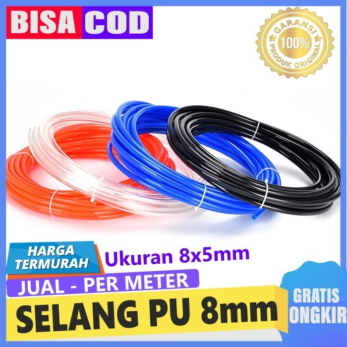 Selang Pu 8mm Selang Output Pu ukuran 8x5mm - Jual Per meter - Hitam