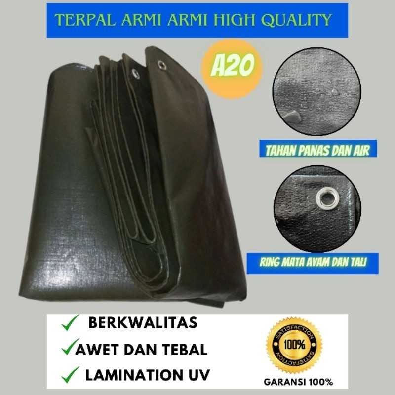 TERPAL A20 UNTUK TENDA TUTUP TRUCK UKURAN 4x6 5x6 warna armi armi anti panas dan hujan