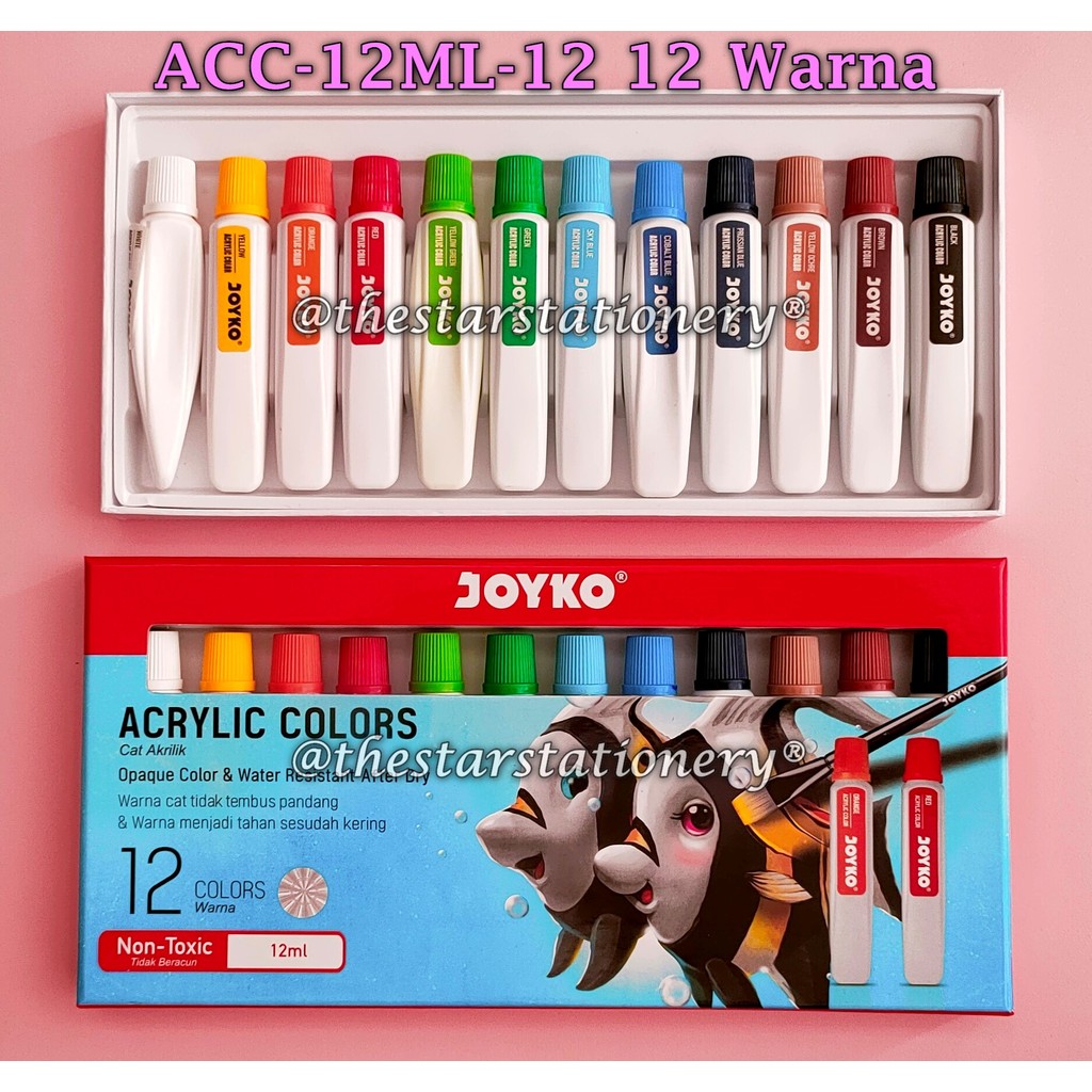 

(1 Set/12W) GROSIR Cat Akrilik JOYKO ACC-12ML-12 12 Warna / Cat Akrilik Acrylic Color Joyko ACC-12ML