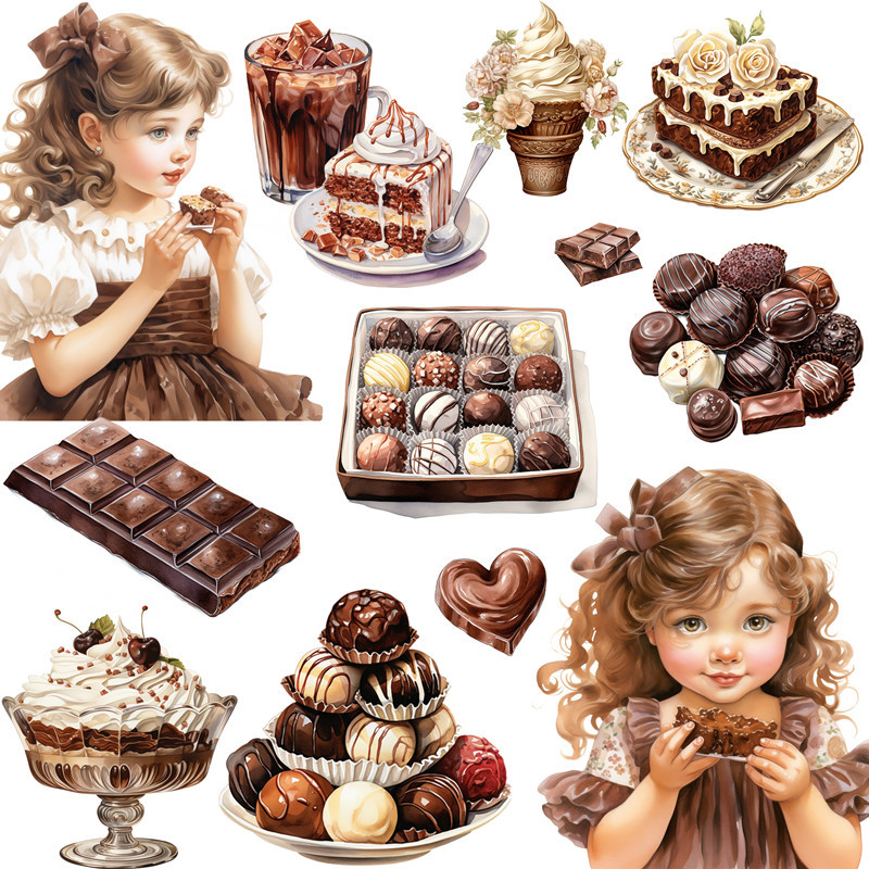 

21Pcs/Pack Chocolate Girls Sticker DIY Craft Scrapbooking Album Junk Journal Decorative Stickers