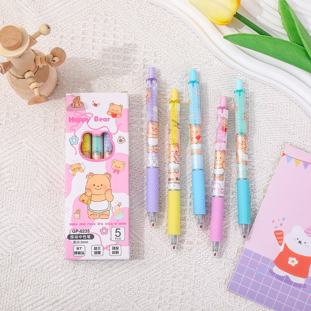 

[ GROSIR ATK ] PEN 1 SET ISI 5 PCS MOTIF BERUANG LUCU KOLEKSI STATIONERY / 5 PIECE PEN BUTTER BEAR KAWAII