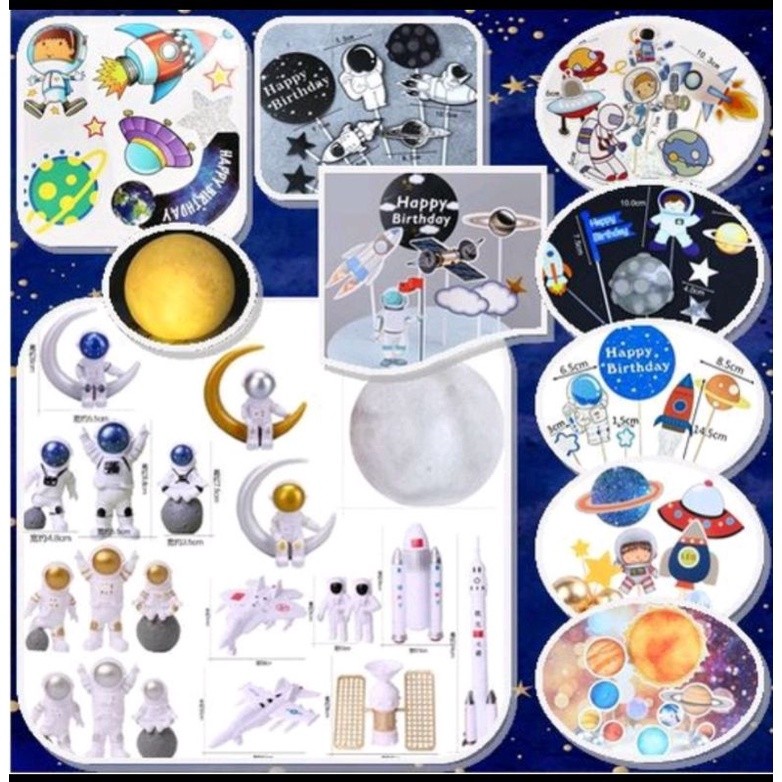 Topper Astronot, Hiasan Kue Astronot, Mainan Kue Astronot