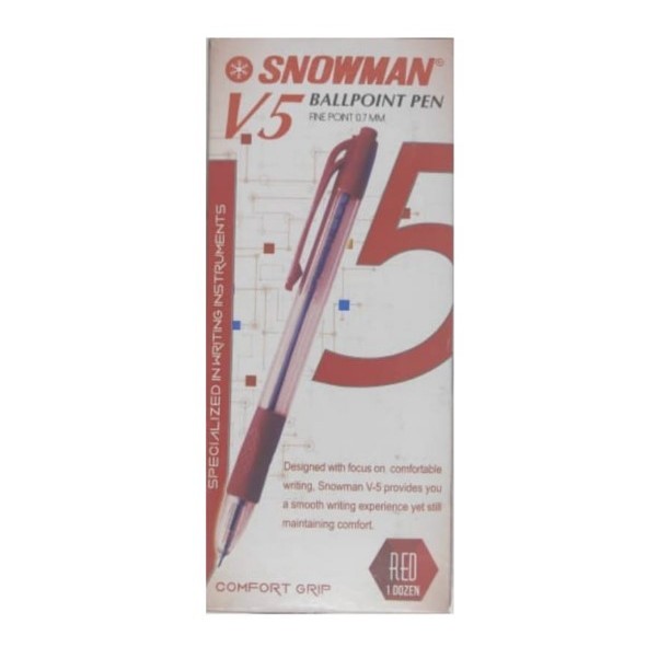 

Pulpen Snowman V-5 0.7 mm (isi 12 buah) - Merah, Pack