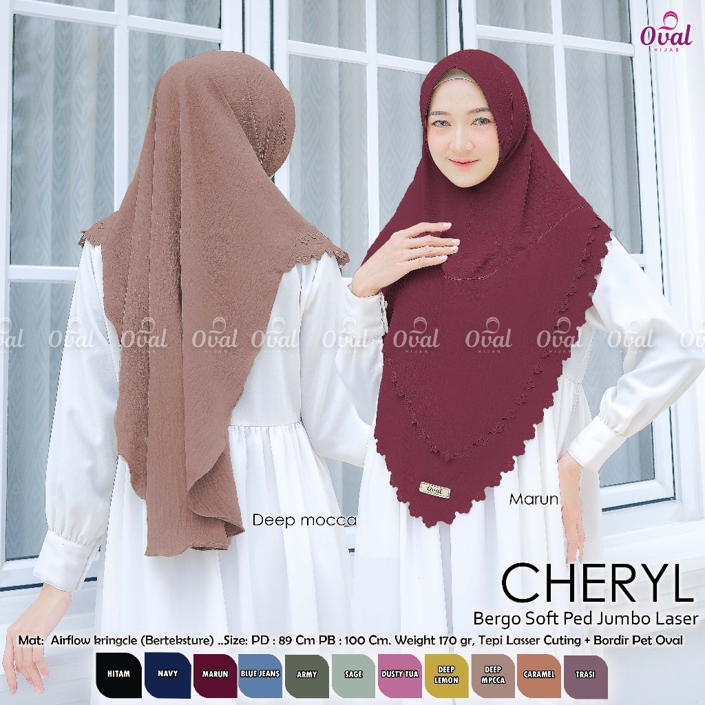 BERGO SOFT PET JUMBO LASER AIRFLOW KRINGKLE (CHERYL) OVAL HIJAB