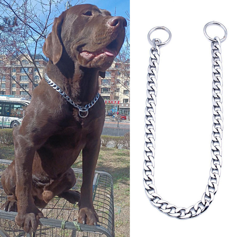 Stainless Steel Ship Chain Collar For Dog Adjustable Pet Accessories Flat Dog Pinch Collar For Frenc