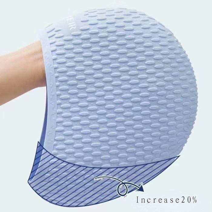 "F.SK" - BEST SELLER Topi Renang/ Swim Cap adult Long hair Woman Silicone Swim Cap  - Biru Muda