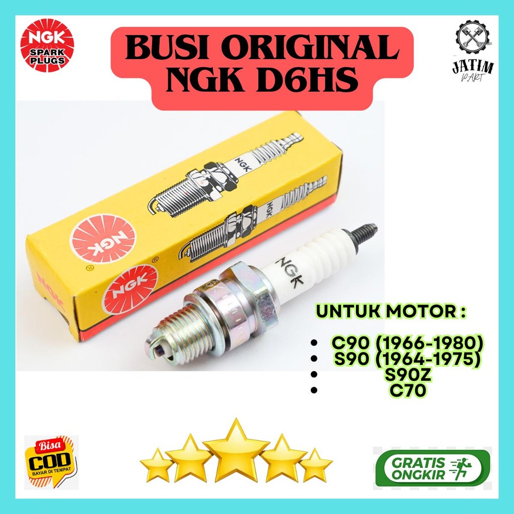 Busi NGK Ori D6HS / Busi Motor Bebek Drat Besar Original NGK - D6HS