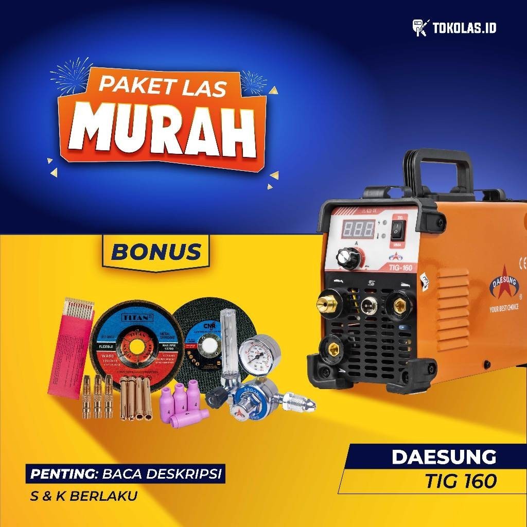 Mesin Las Travo Trafo Las Argon Inverter Welding Daesung TIG 160 A Digital Display MMA Stick Korea S