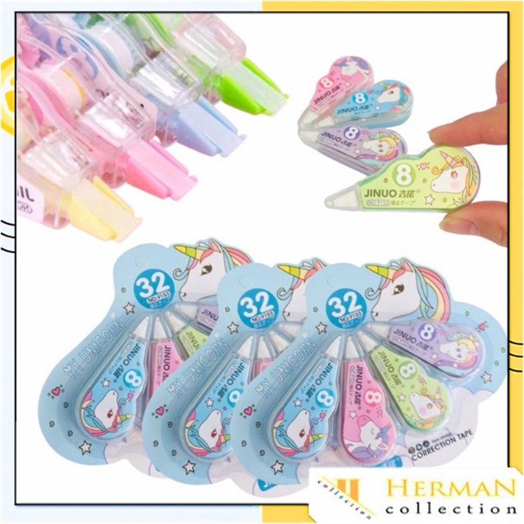 

HC Correction Tape Karakter 4 In 1 Penghapus Pulpen Roll Isi 4pcs Karakter Lucu Unicorn Penghapus Pena Tip-Ex Kertas Mini 4in1 Tip Ex Set 4 Pcs