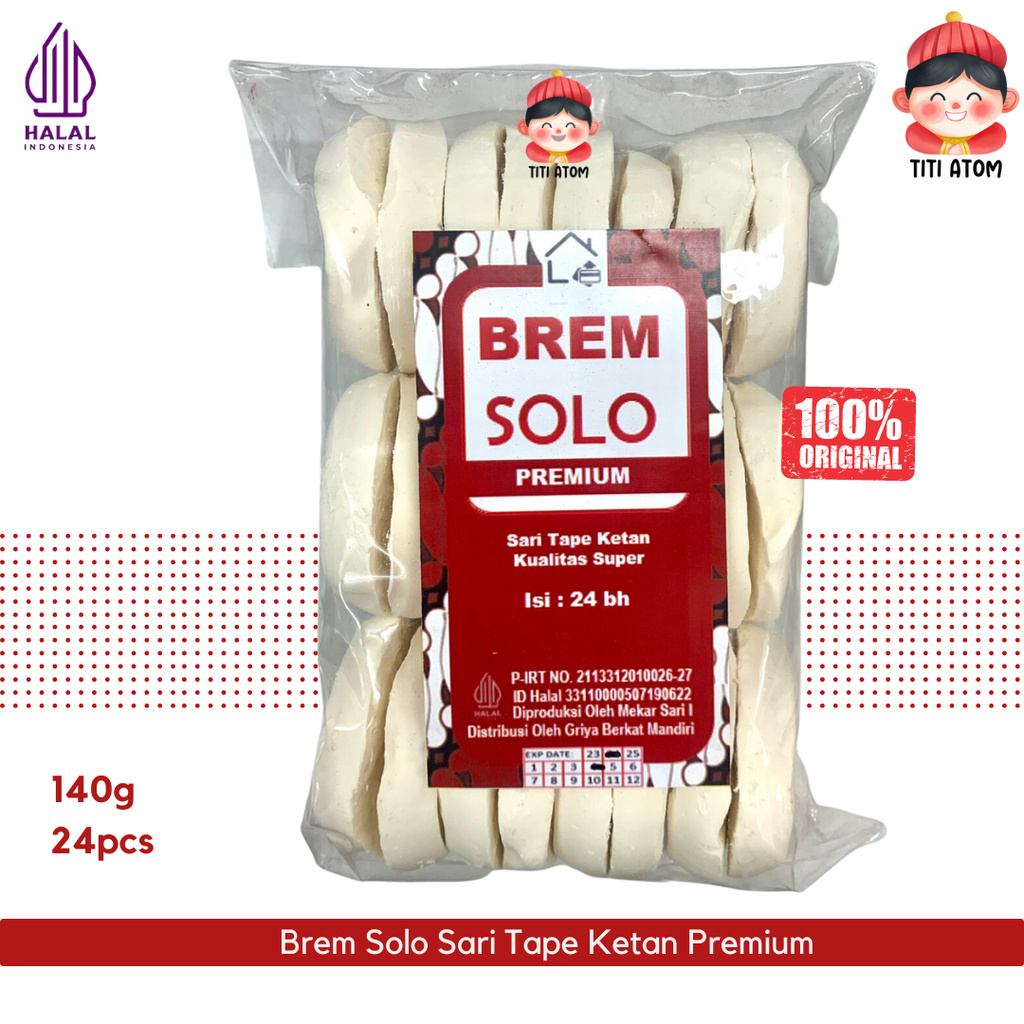 

Brem Solo Sari Tape Ketan Premium Tradisional Snack Ringan 140g 24pcs