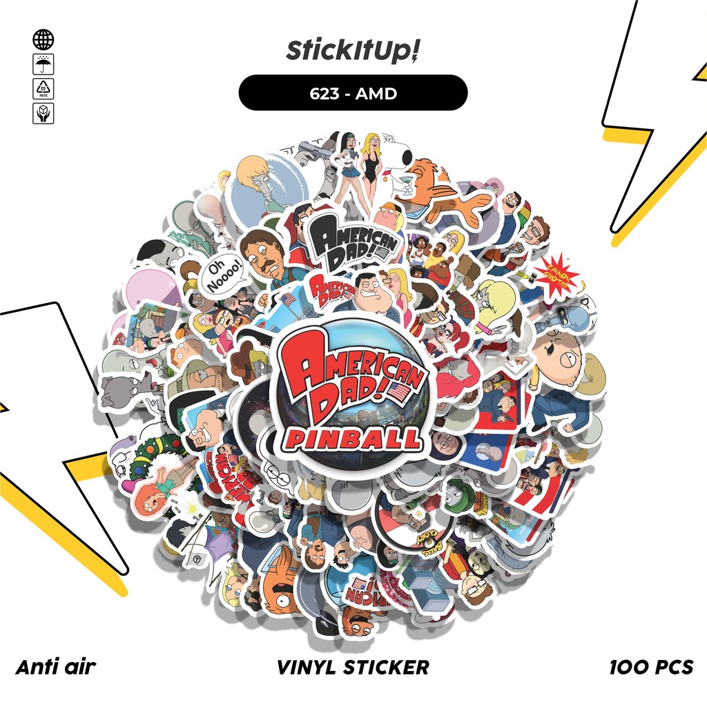 

COD 100 Pcs Stiker American Dad Lucu Anti Air Untuk Dekorasi Notebook Sepeda Skateboard Handphone DIY