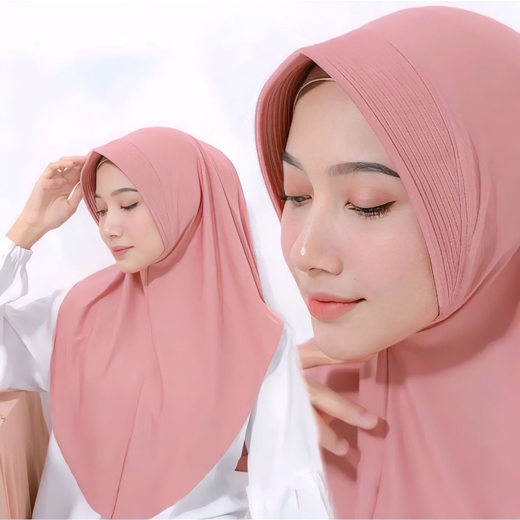 Hijab Bergo Pinguin Jersey Premium/ Jilbab Bergo Oval Pinguin/ Hijab Instan Jersey