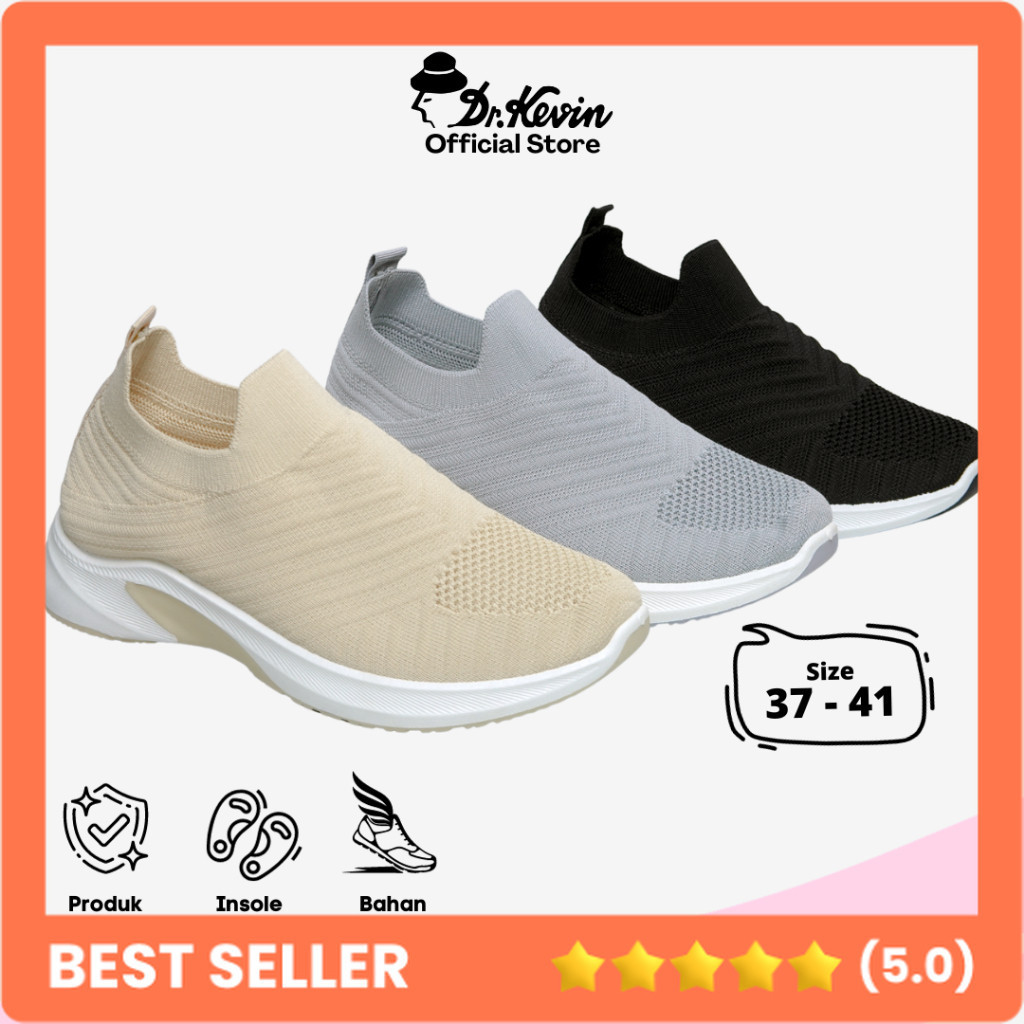 Dr. Kevin Sepatu Olahraga Wanita Sneakers Flyknit Slip On 589-034