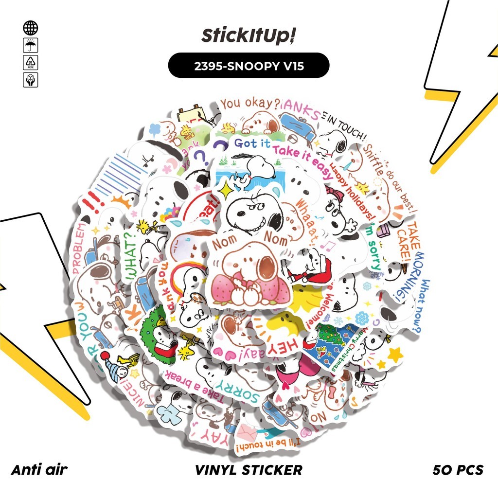 

COD✨ 50 Pcs Stiker SNOOPY V15 Lucu Anti Air Untuk Dekorasi Notebook Sepeda Skateboard Handphone DIY