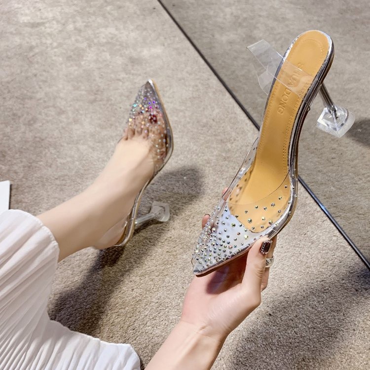 Sepatu High Heels Wanita Spatu Heels Kerja Perempuan Import Hak Tinggi Cewek Formal Kaca Transparan 
