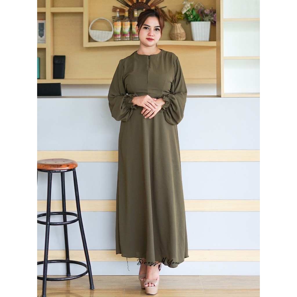 Midi Bianca Dress Lebaran Hijab Friendly Gamis Abaya Busui Maxi Dress Big Size by Skena Fashion