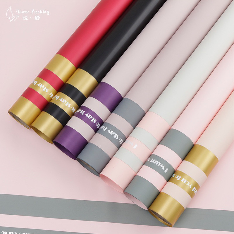 

[ 5 LEMBAR ] Kertas Bunga Cellophane Motif 3 Garis Gold Warna Flower Paper Wrapping Paper Kertas Buket Bunga AV