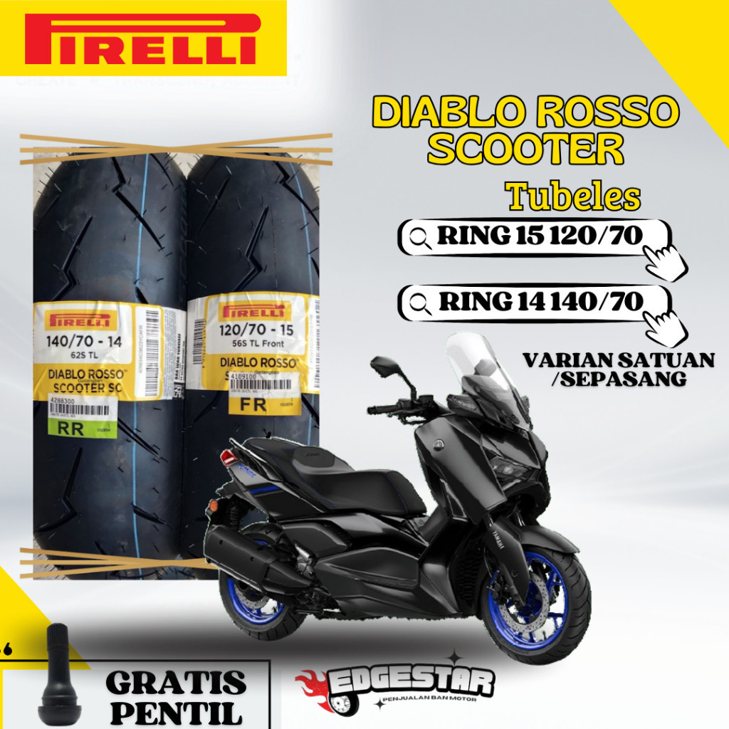 BAN Xmax PIRELLI DIABLO ROSSO SCOOTER 120/70 R 15 & 140/70 R 14 - XMAX, FORZA