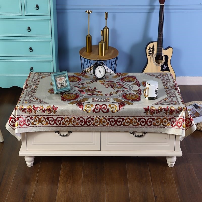 PROMO! COD Alas Meja Motif Bunga Mewah Aesthetic High Qulity / Taplak Meja Ruang Tamu Motif Sultan M